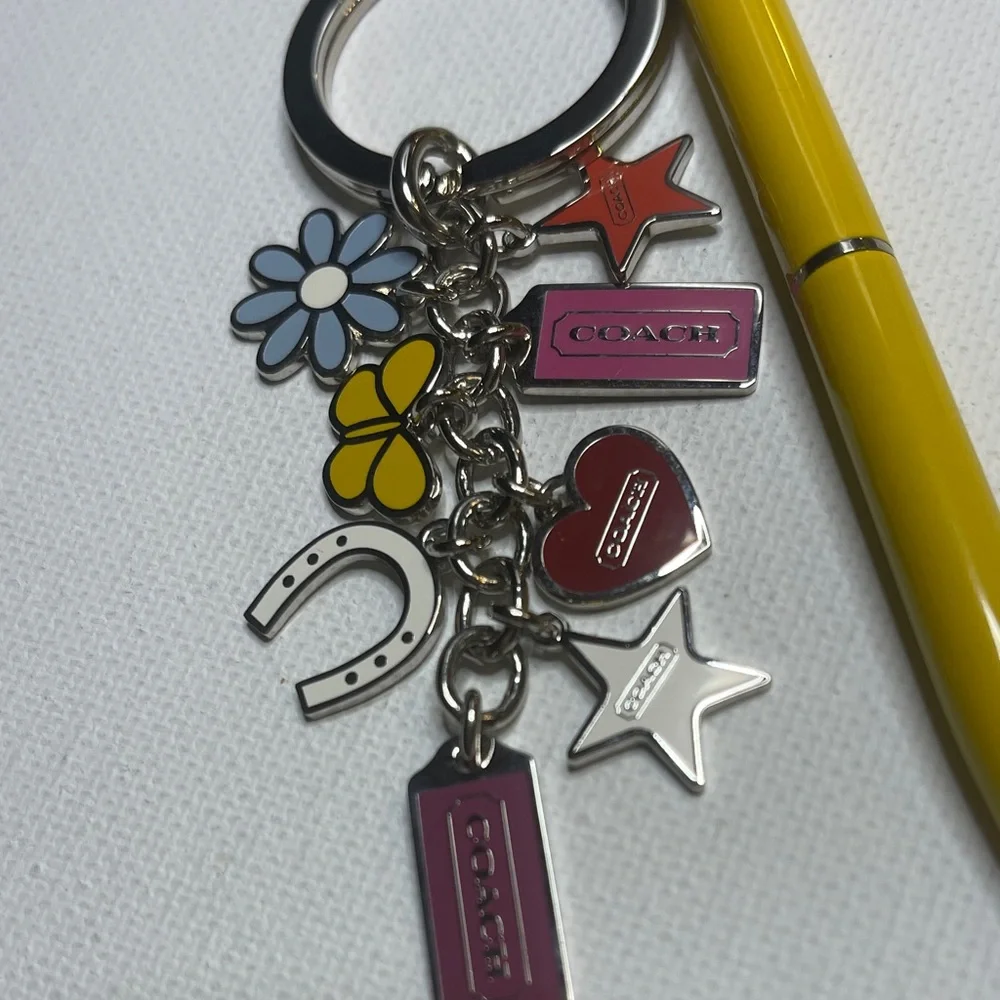 Coach Keychain with Colorful Charms and Yellow Coach Pen - Picture 2 of 6